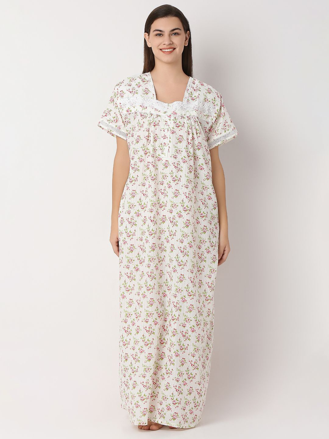 

Juliet Women Printed Maxi Nightdress, White