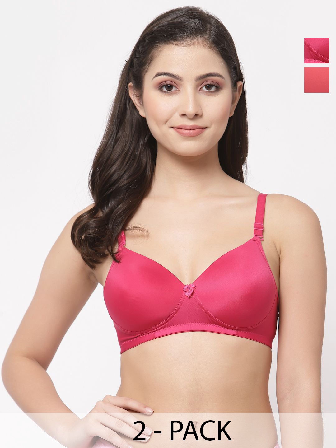 

College Girl Pack Of 2 Full Coverage Lightly Padded T-shirt Bra, Pink
