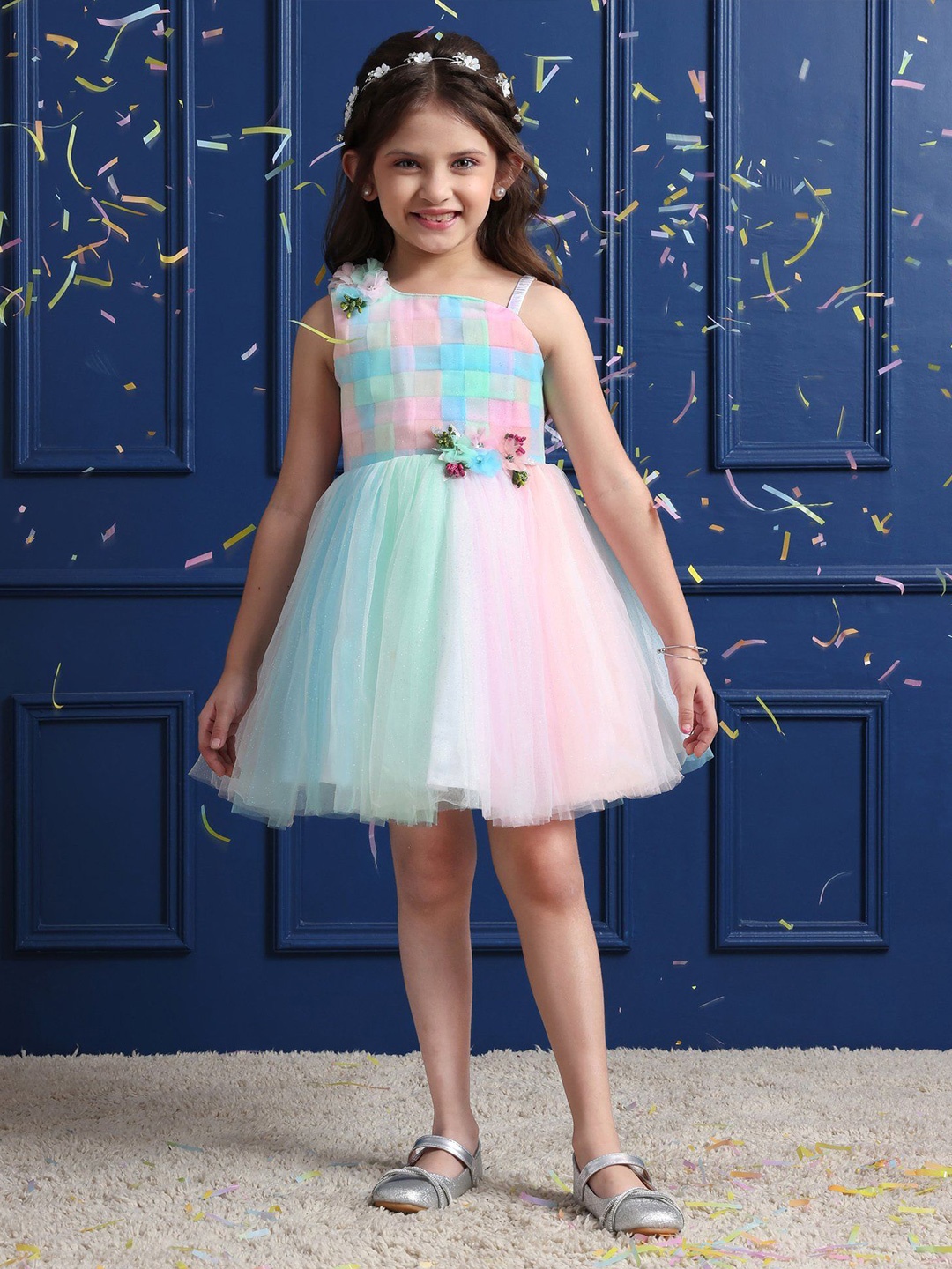 

Mark & Mia Girls Floral Applique Fit And Flare Dress, Pink