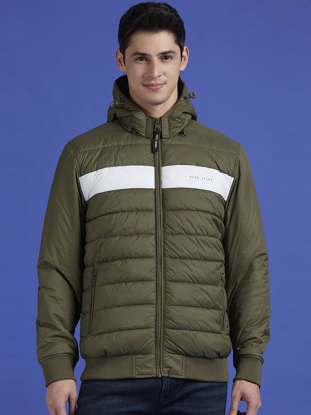 

Pepe Jeans Men Hooded Solid Casual Puffer Jacket, Green