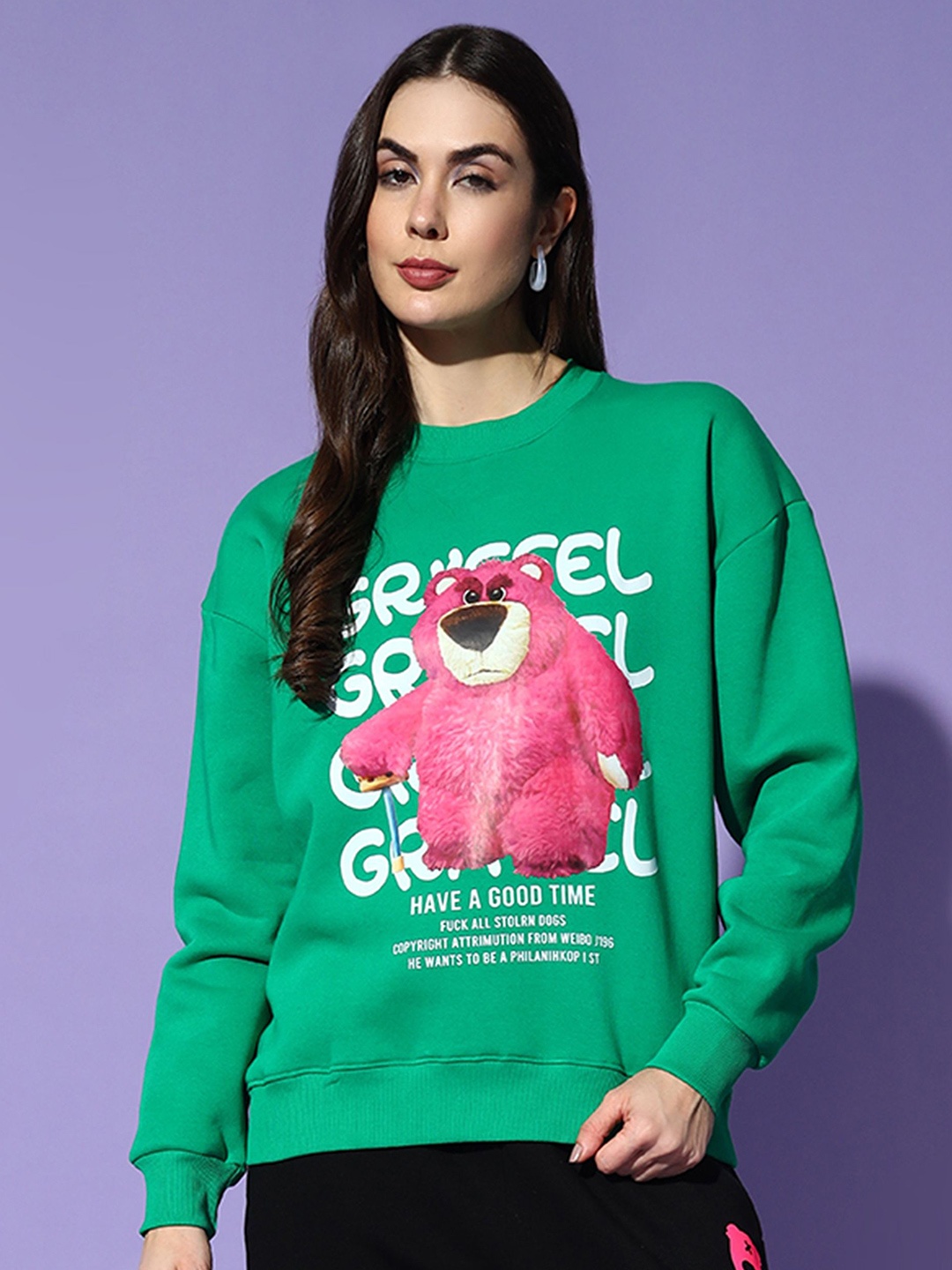 

GRIFFEL Women Graphic Printed Sweatshirt, Green