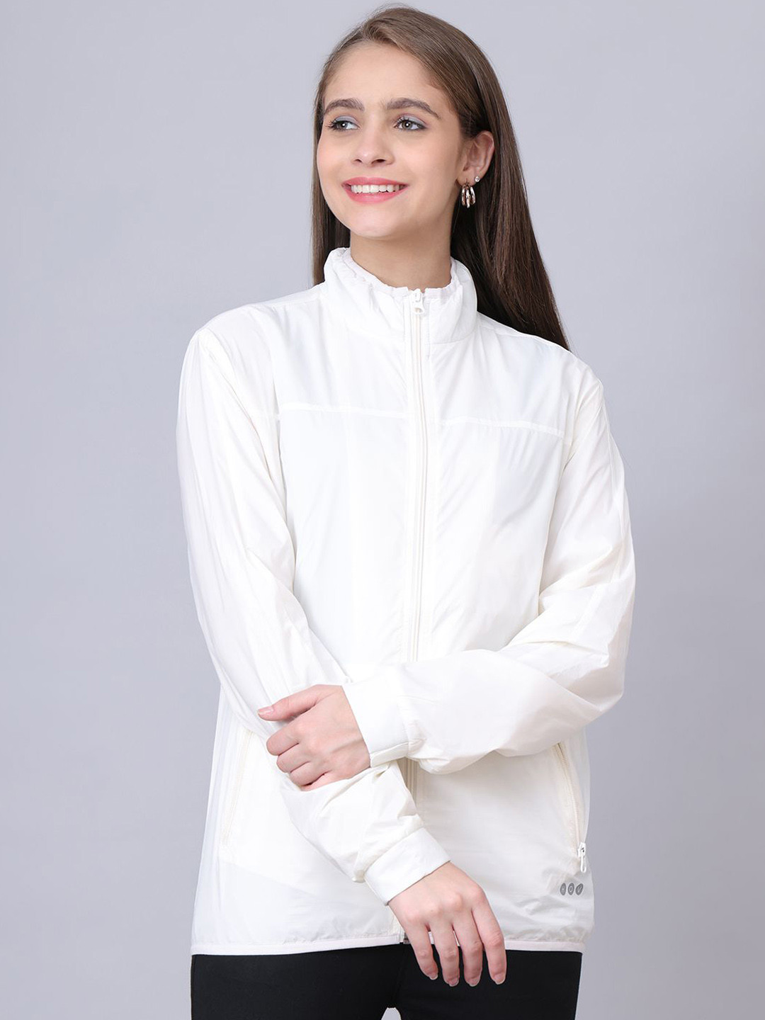 

HOUSE OF VEDAS Women Mock Collar Solid Casual Padded Jacket, White