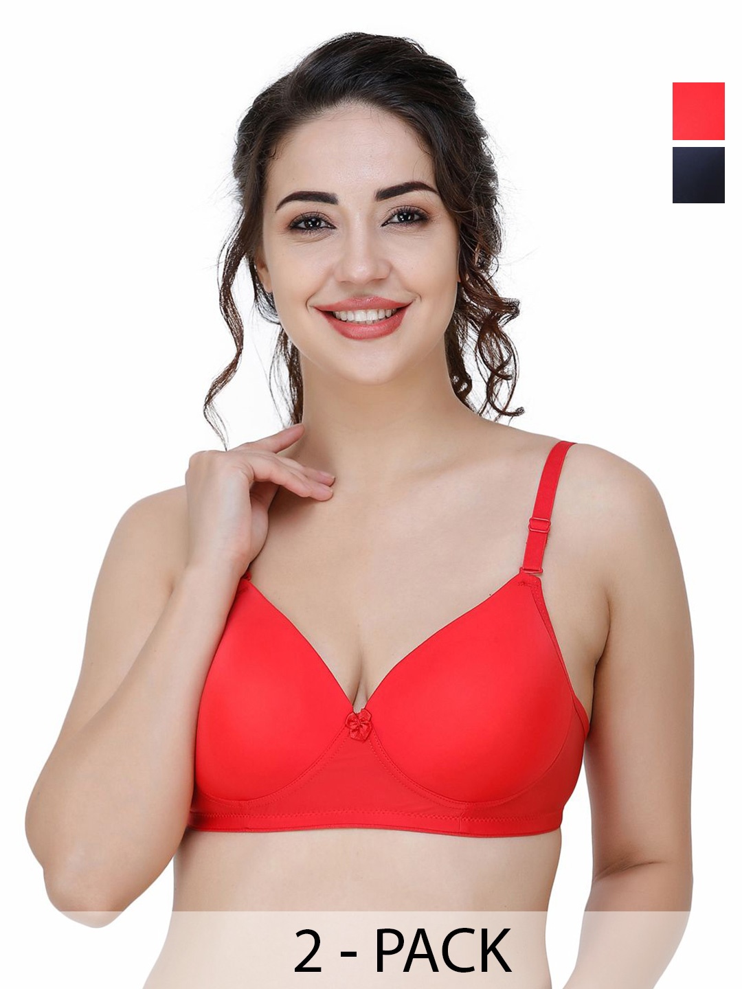 

College Girl Pack Of 2 Full Coverage Lightly Padded T-shirt Bra, Red