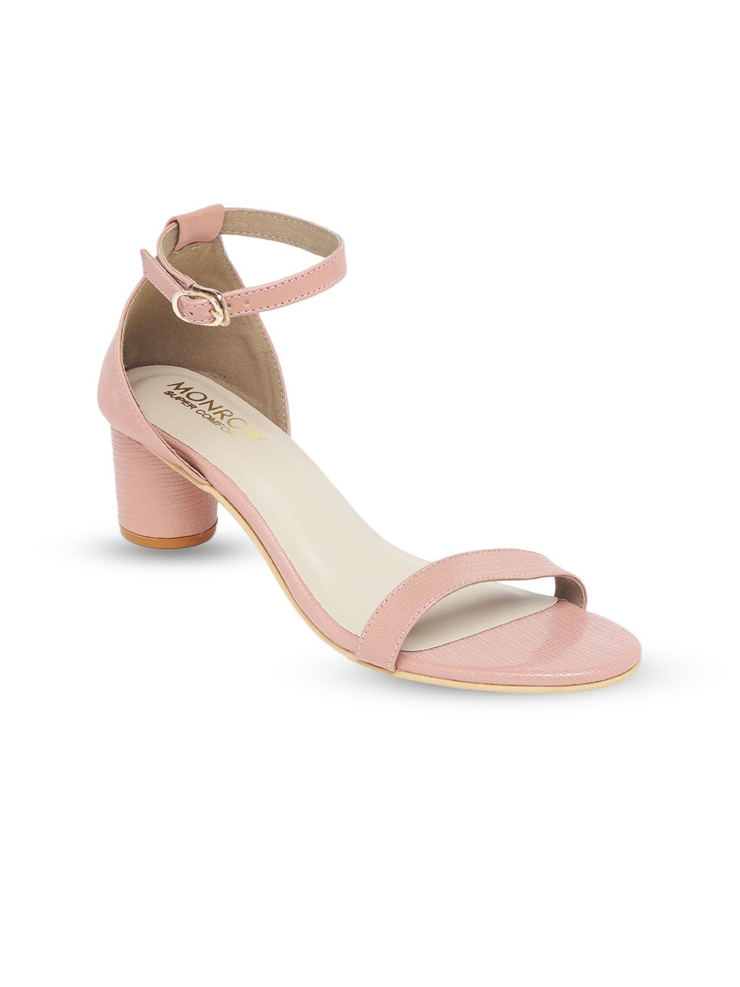 

Monrow Textured PU Block Heel Sandals, Peach