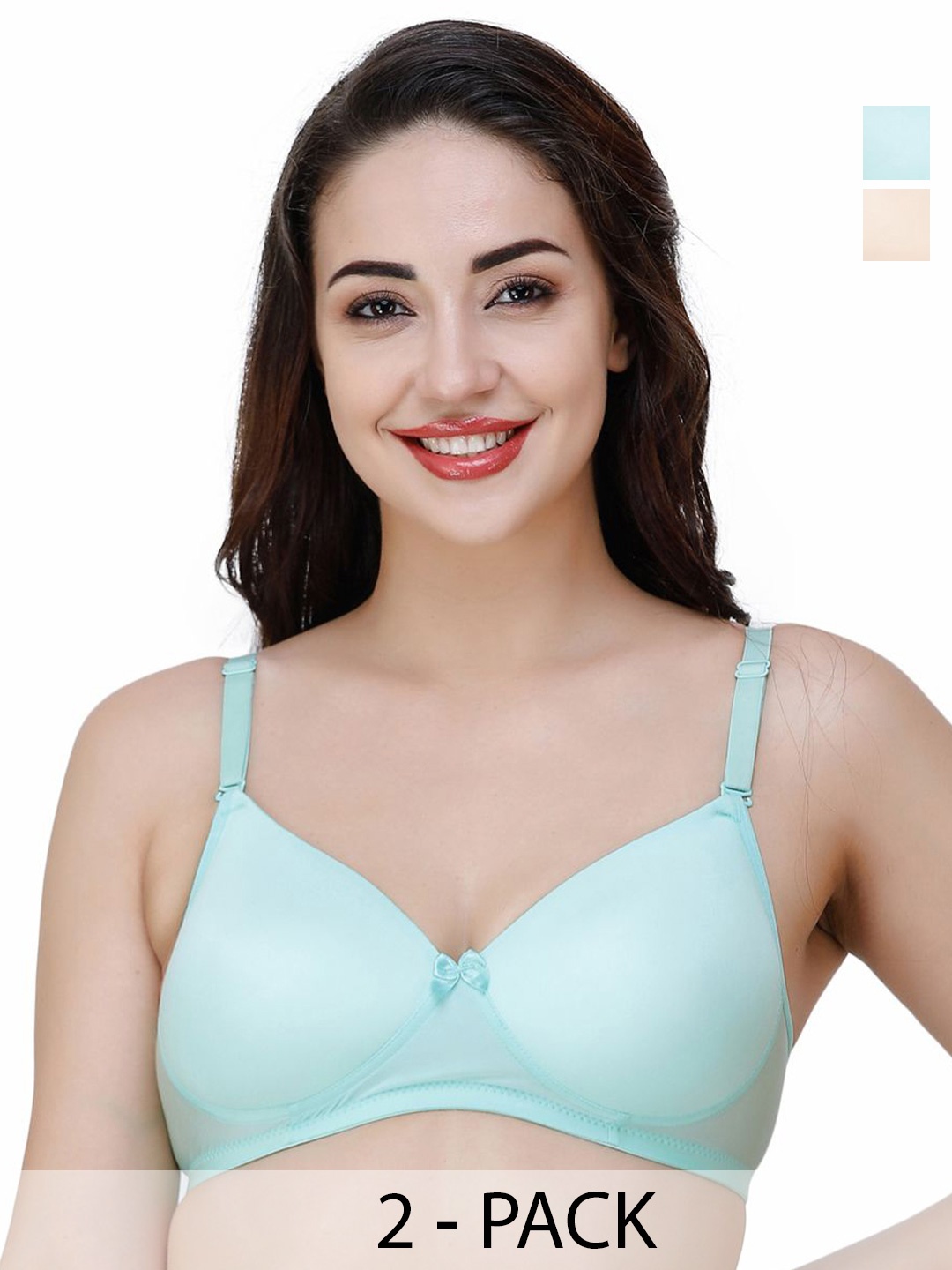 

College Girl Women T-shirt Pack of 2 Full Coverage Lightly Padded Bra, Beige