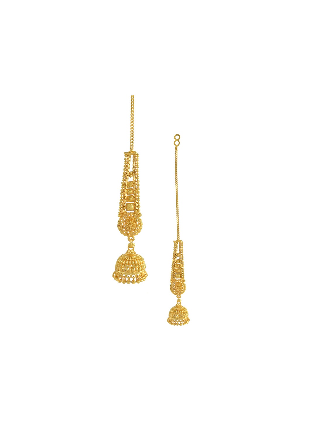 

MEMOIR Gold-Plated Dome Shaped Stone Studded & Beaded Jhumkas