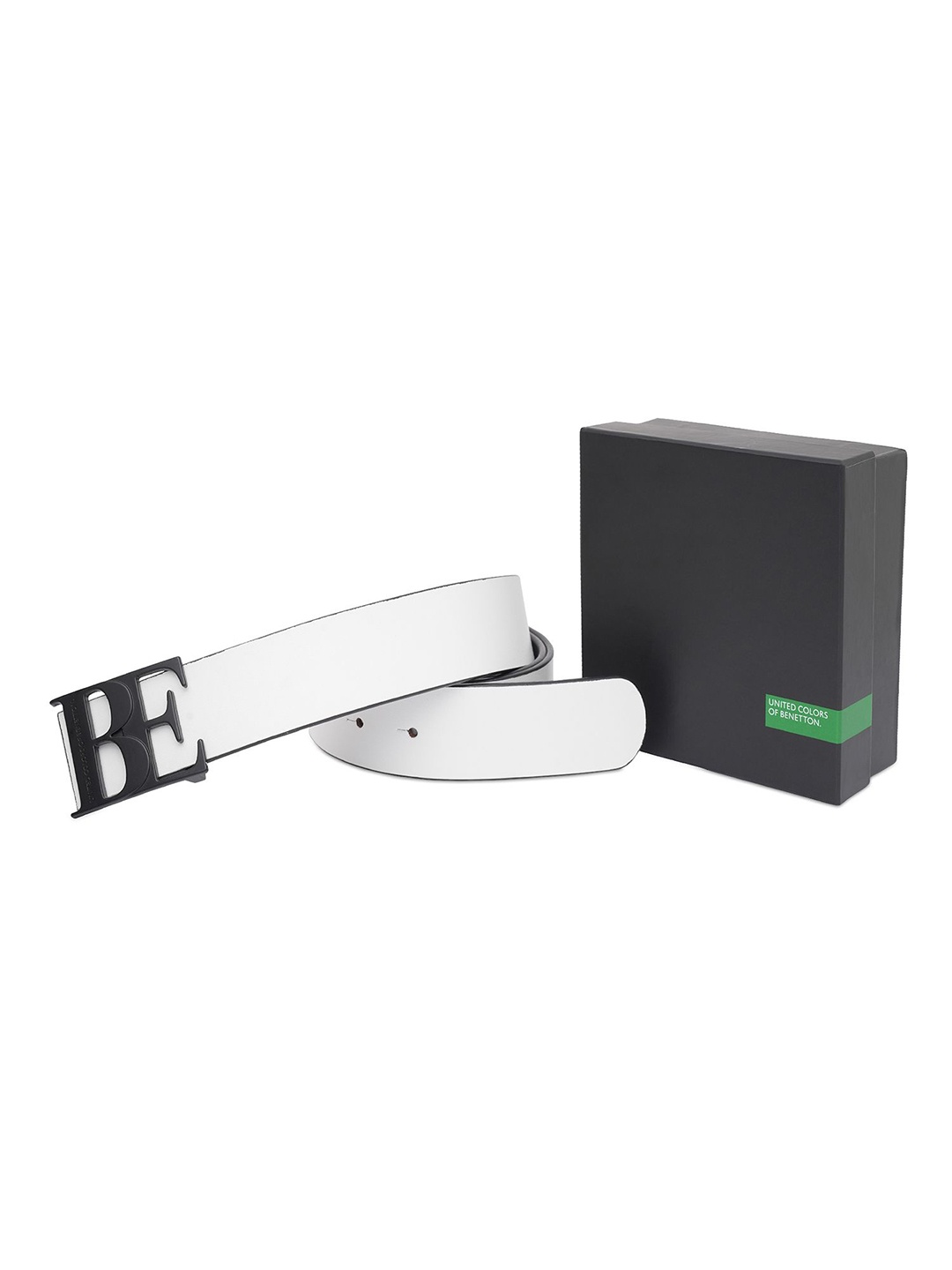 

United Colors of Benetton Men Leather Reversible Belt, White