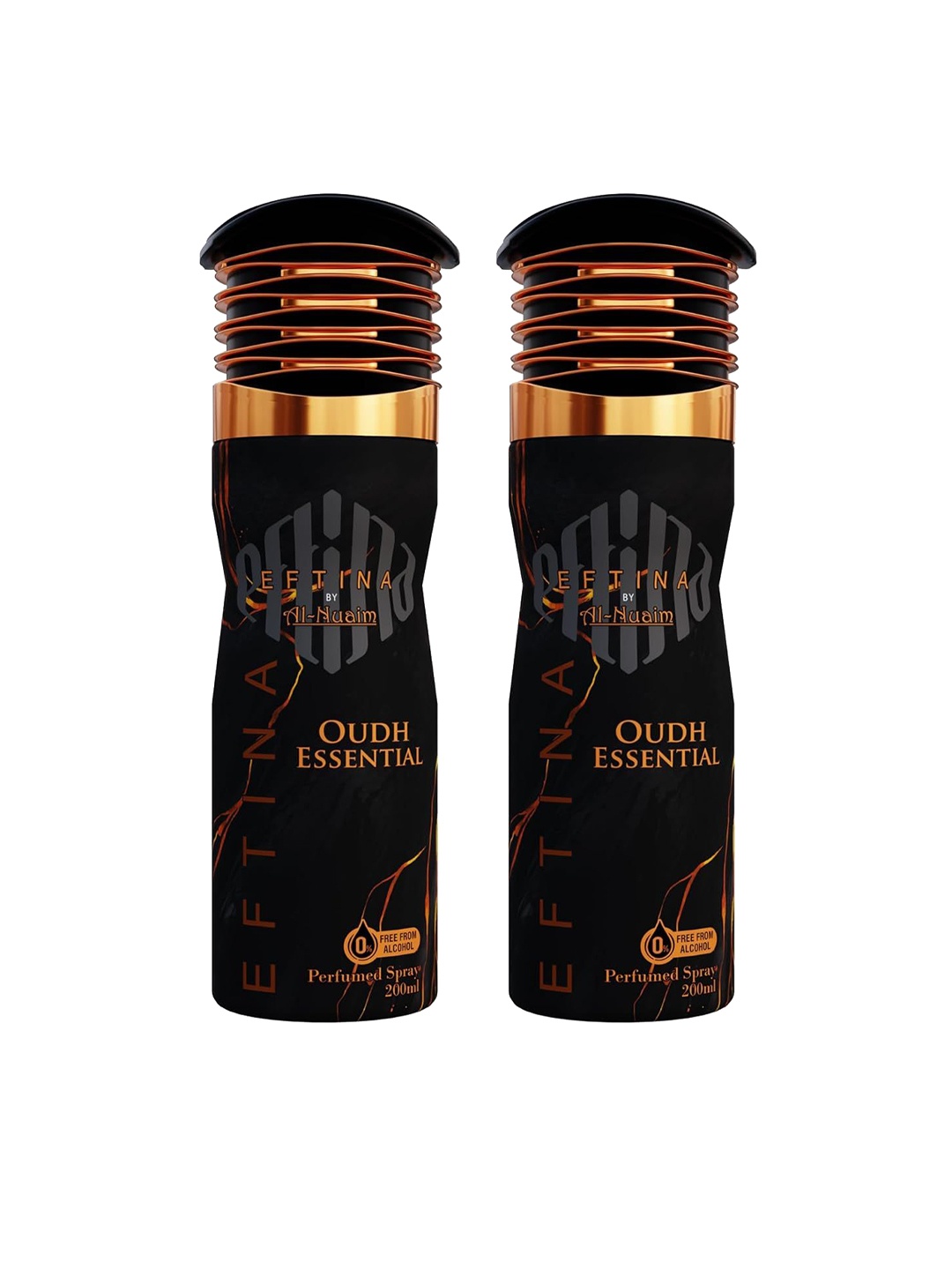 

Al-Nuaim Men Set Of 2 Oudh Essential Alcohol Free Deodorant - 200 ml Each, Black