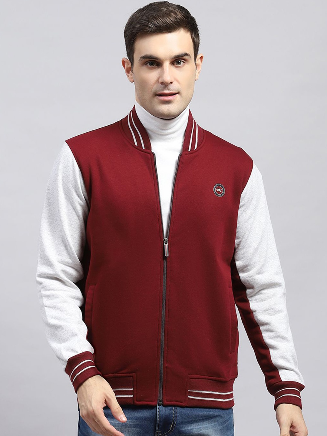 

Monte Carlo Men Cotton Mock Collar Sweatshirt, Maroon