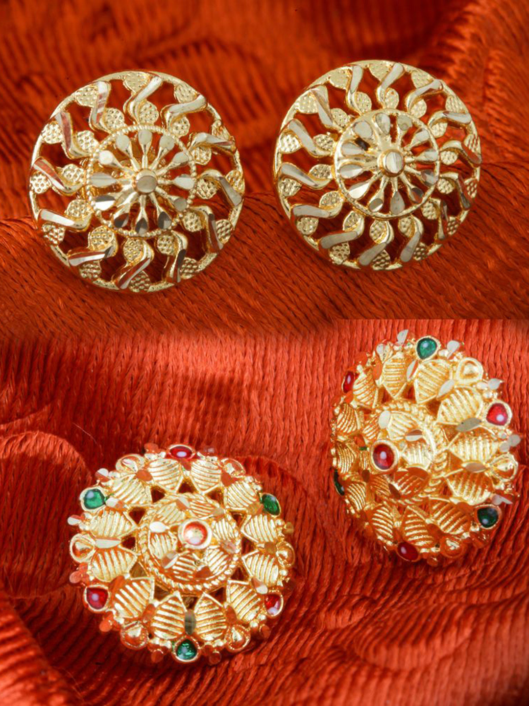 

DIVASTRI Set Of 2 Gold-Plated Stone Studded Circular Studs