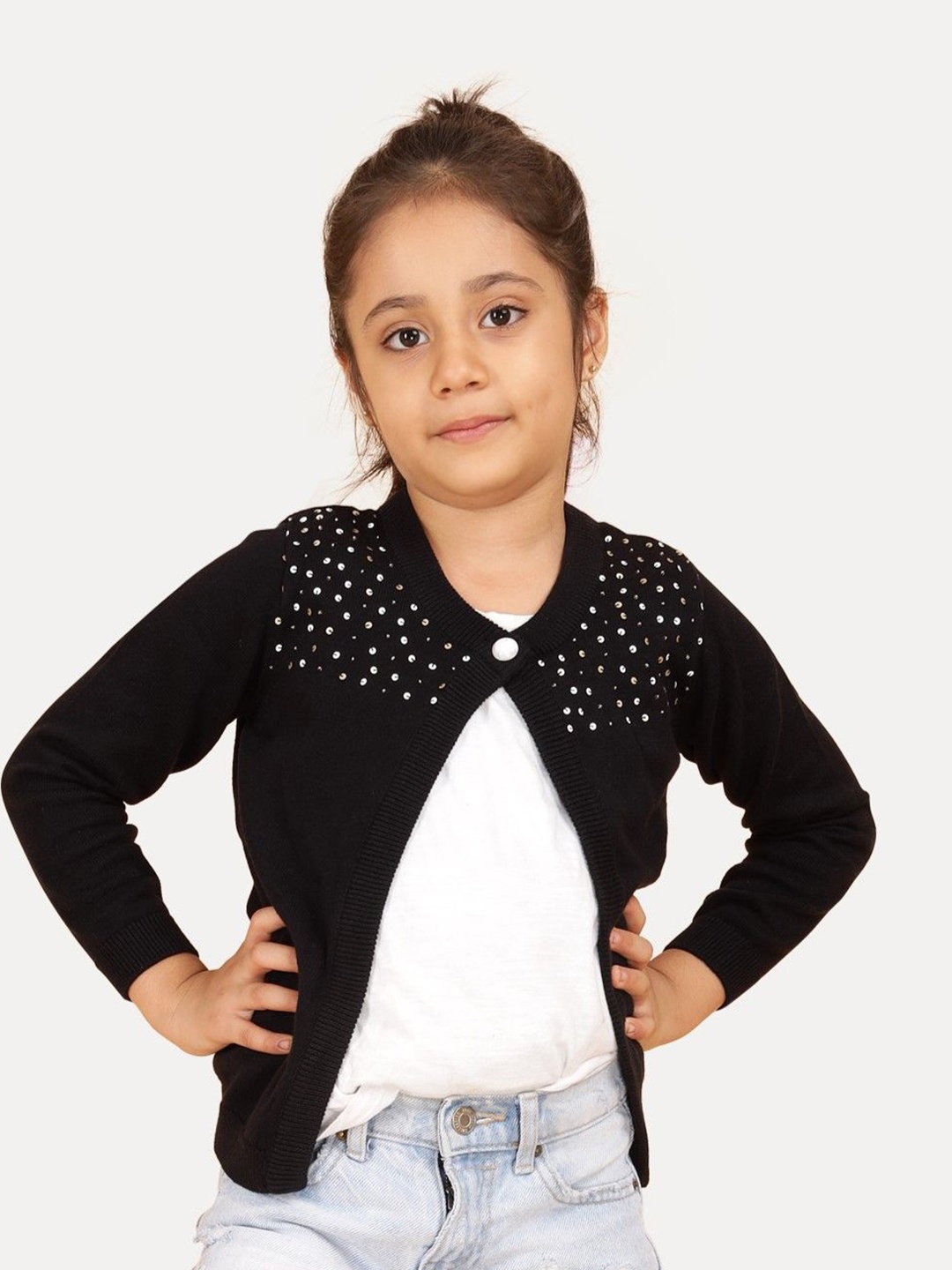 

JoE Hazel Girls Embroidered Sweaters with Embroidered Detail, Black