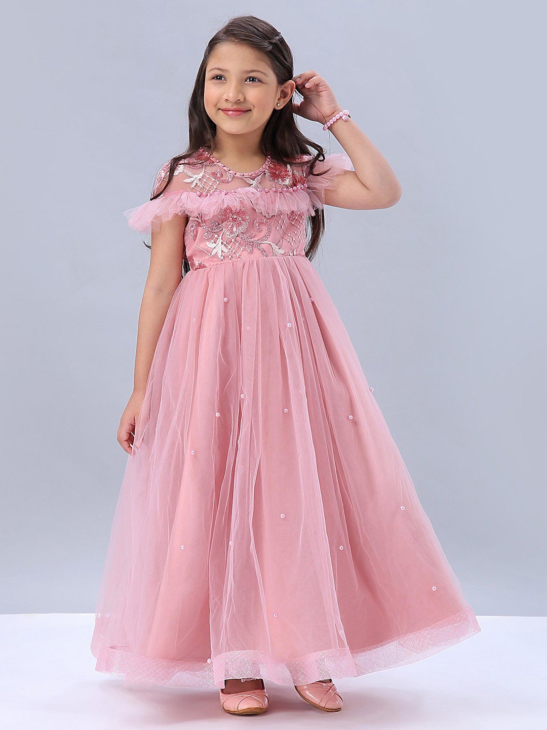 

Mark & Mia Girls Embellished Fit and Flare Maxi Dress, Pink