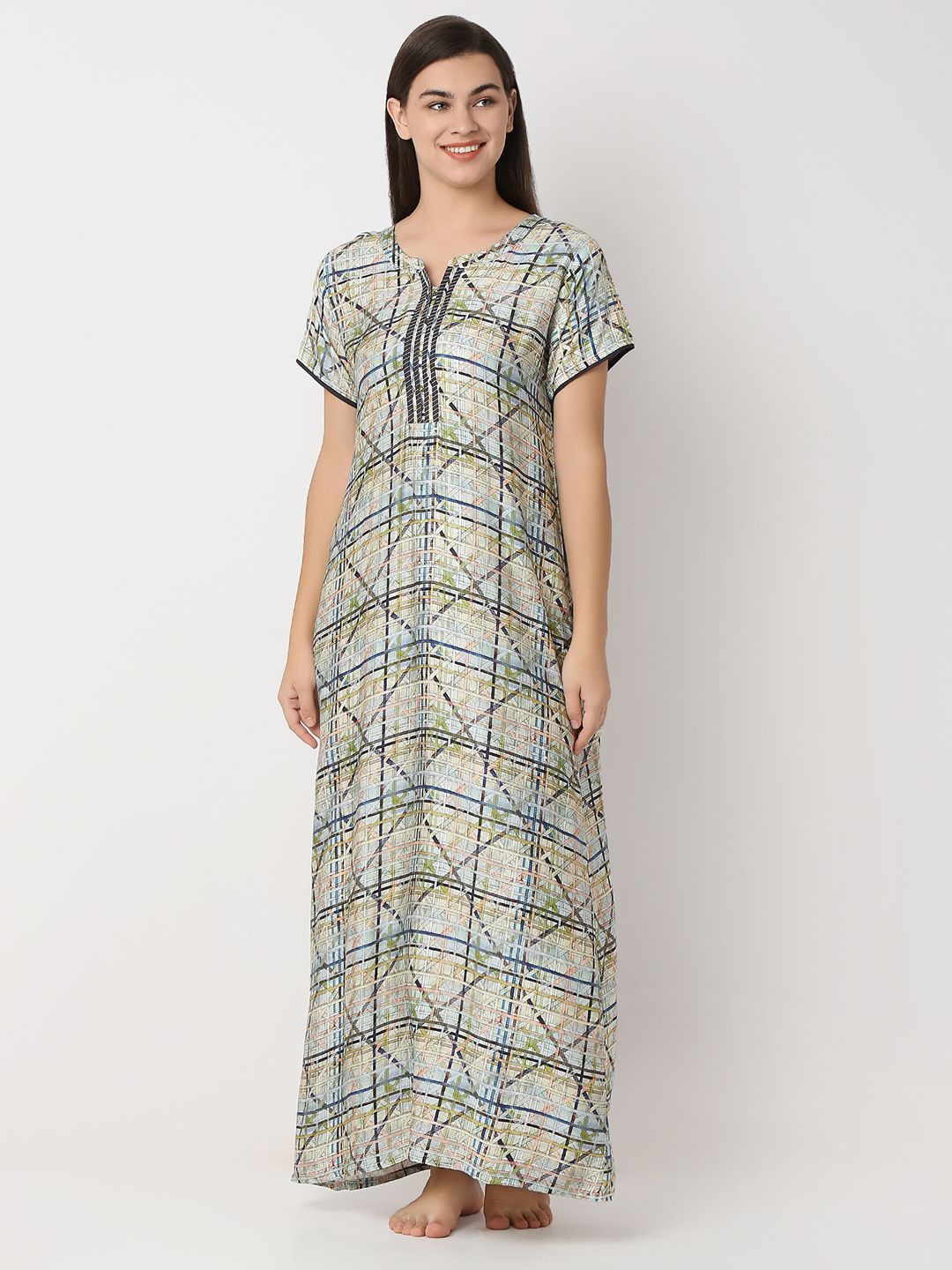 

Juliet Women Ethnic Motifs Printed Maxi Nightdress, Green