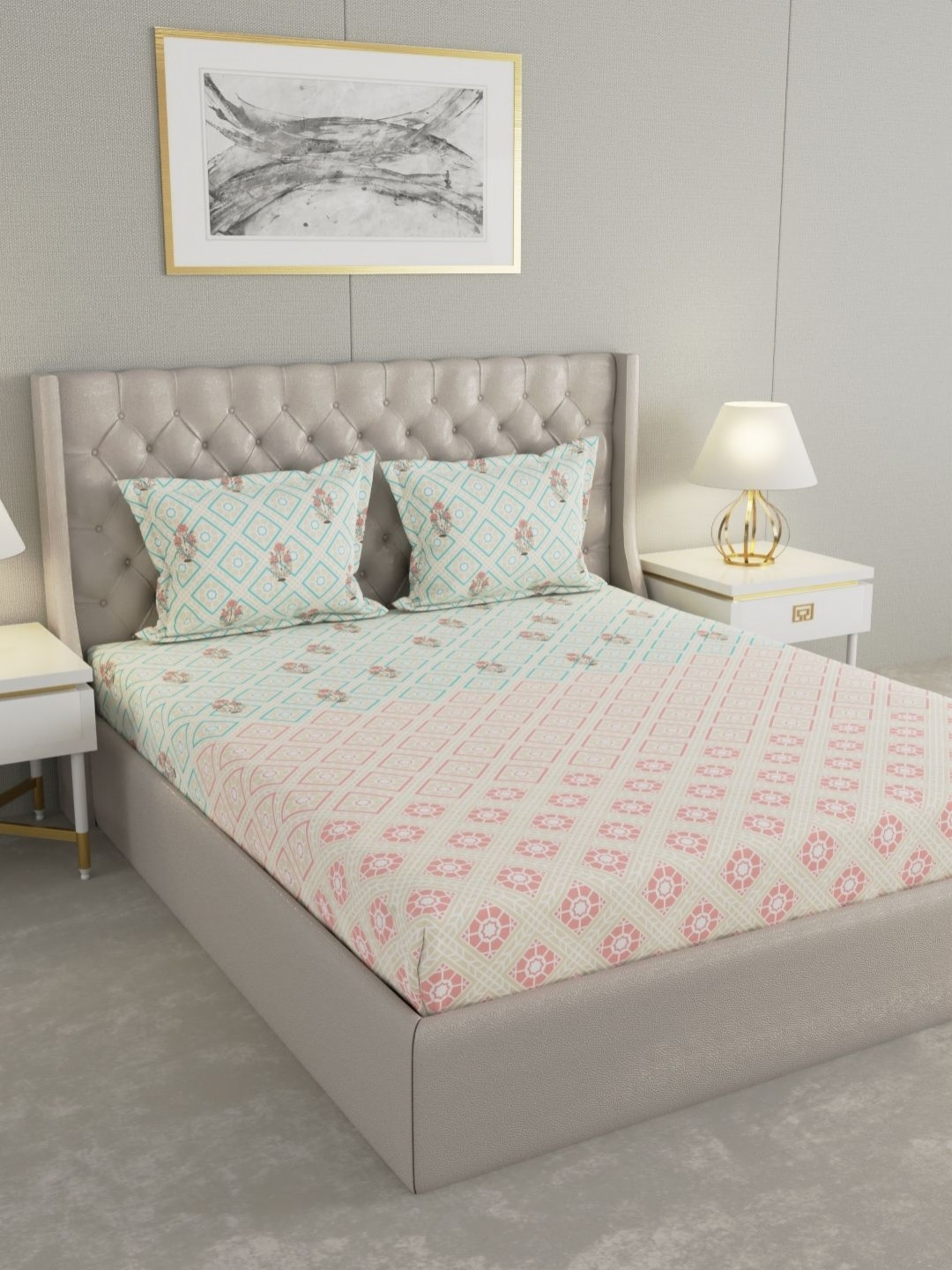

Raymond Home CRYSTAL Pink Floral Printed Cotton 210 TC King Bedsheet Set 2.74 x 2.74m