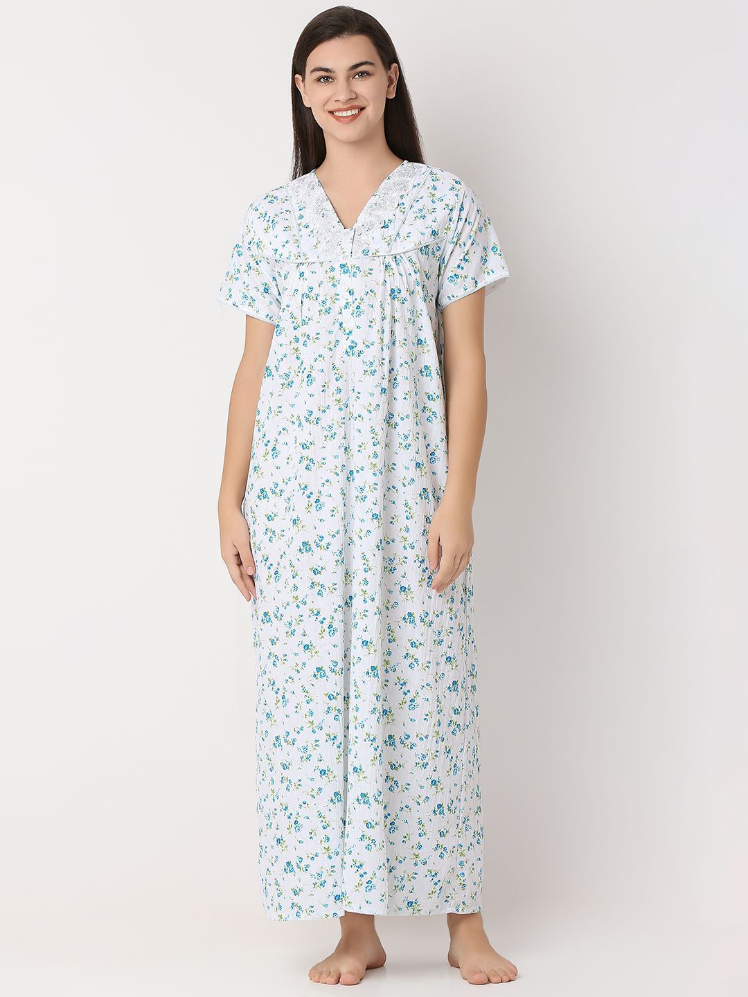 

Juliet Women Printed Maxi Nightdress, White
