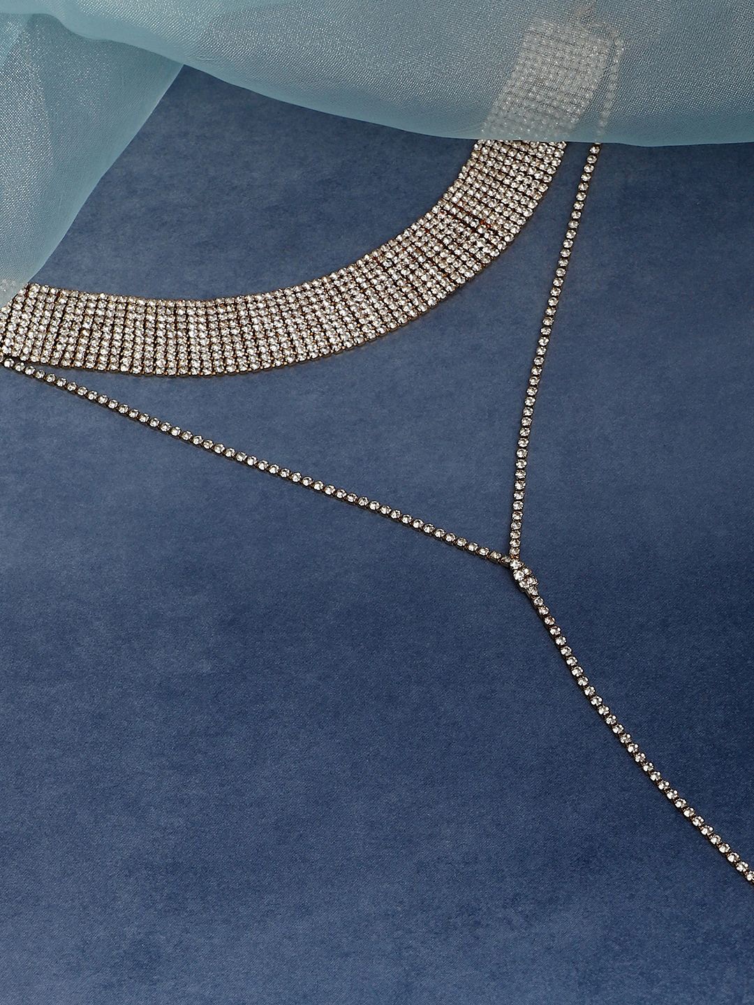 

SOHI Gold-Plated The Bijou Multi-Layered Stone Studded Minimal Necklace