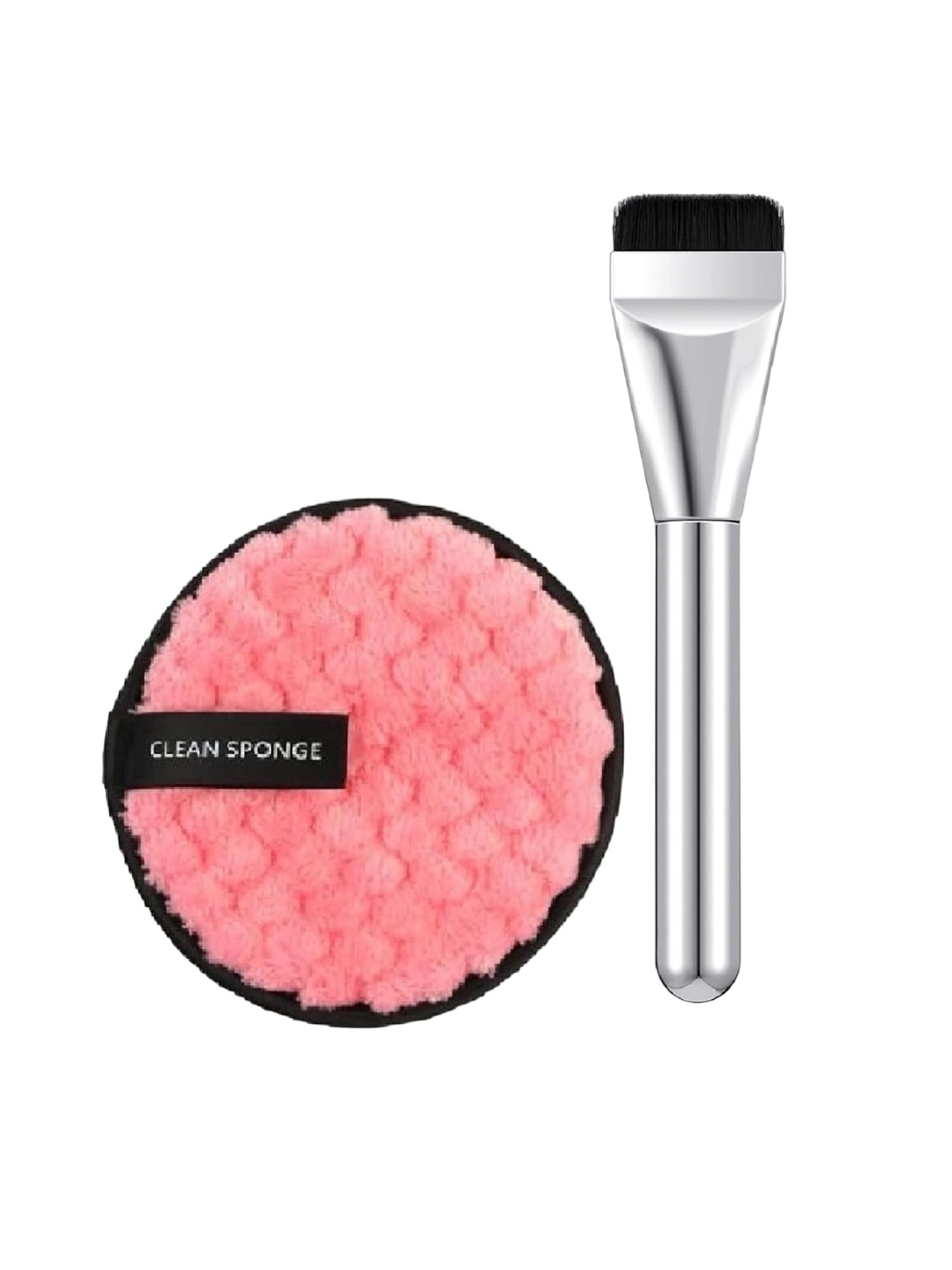 

Facejewel Set Of Makeup Brush With Makeup Remover Pad, Silver