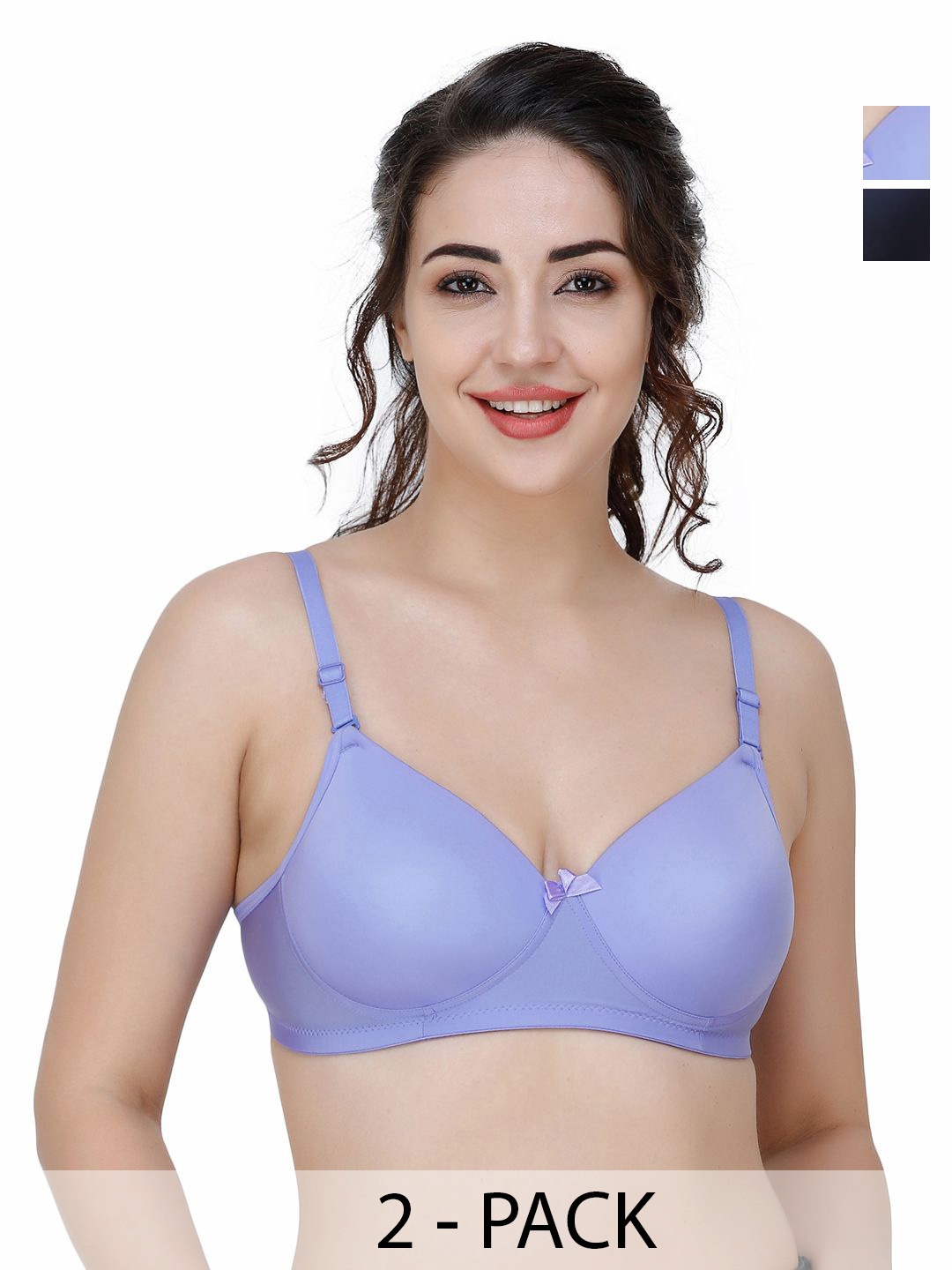 

College Girl Women Pack Of 2 Full Coverage Lightly Padded Bra, Blue