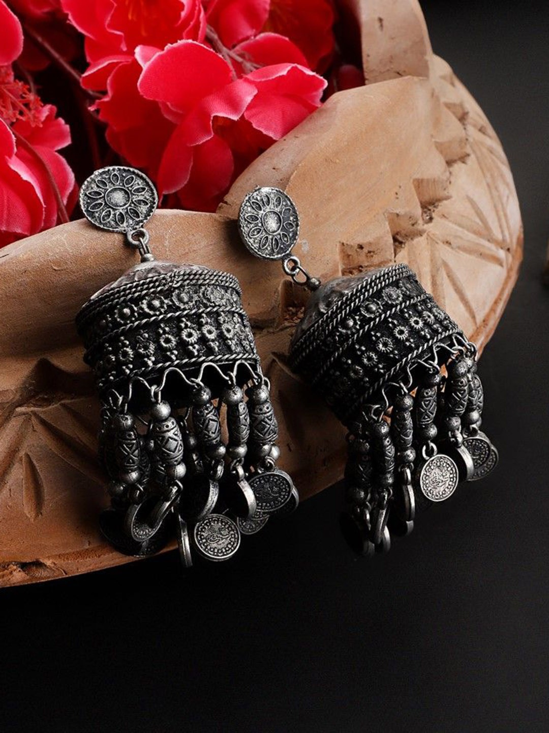 

CARDINAL Dome Shaped Drop Earrings, Silver