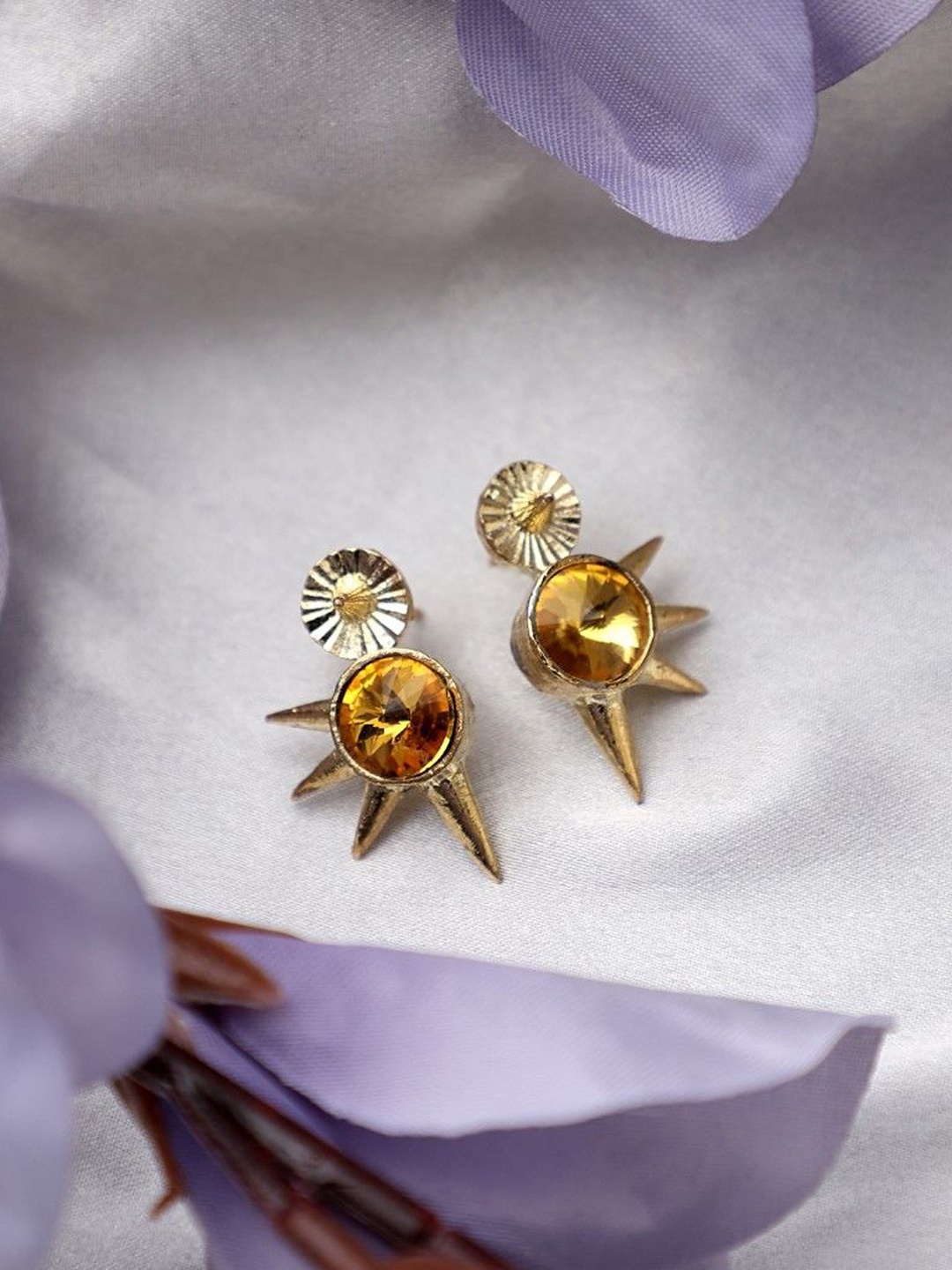 

CARDINAL Contemporary Stone Studded Studs, Gold