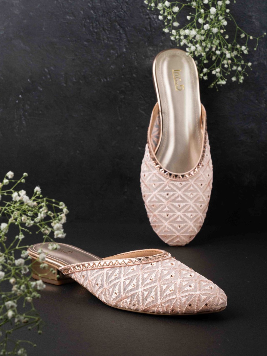 

Inc 5 Woven Design Block Heel Mules, Pink