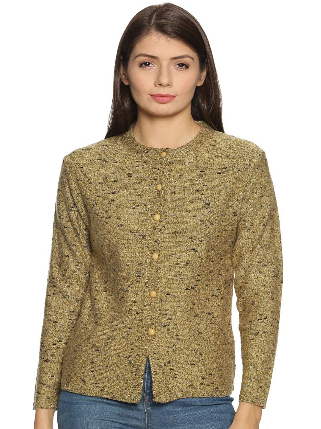 

CLAPTON Women Woollen Long Sleeves Cardigan, Olive