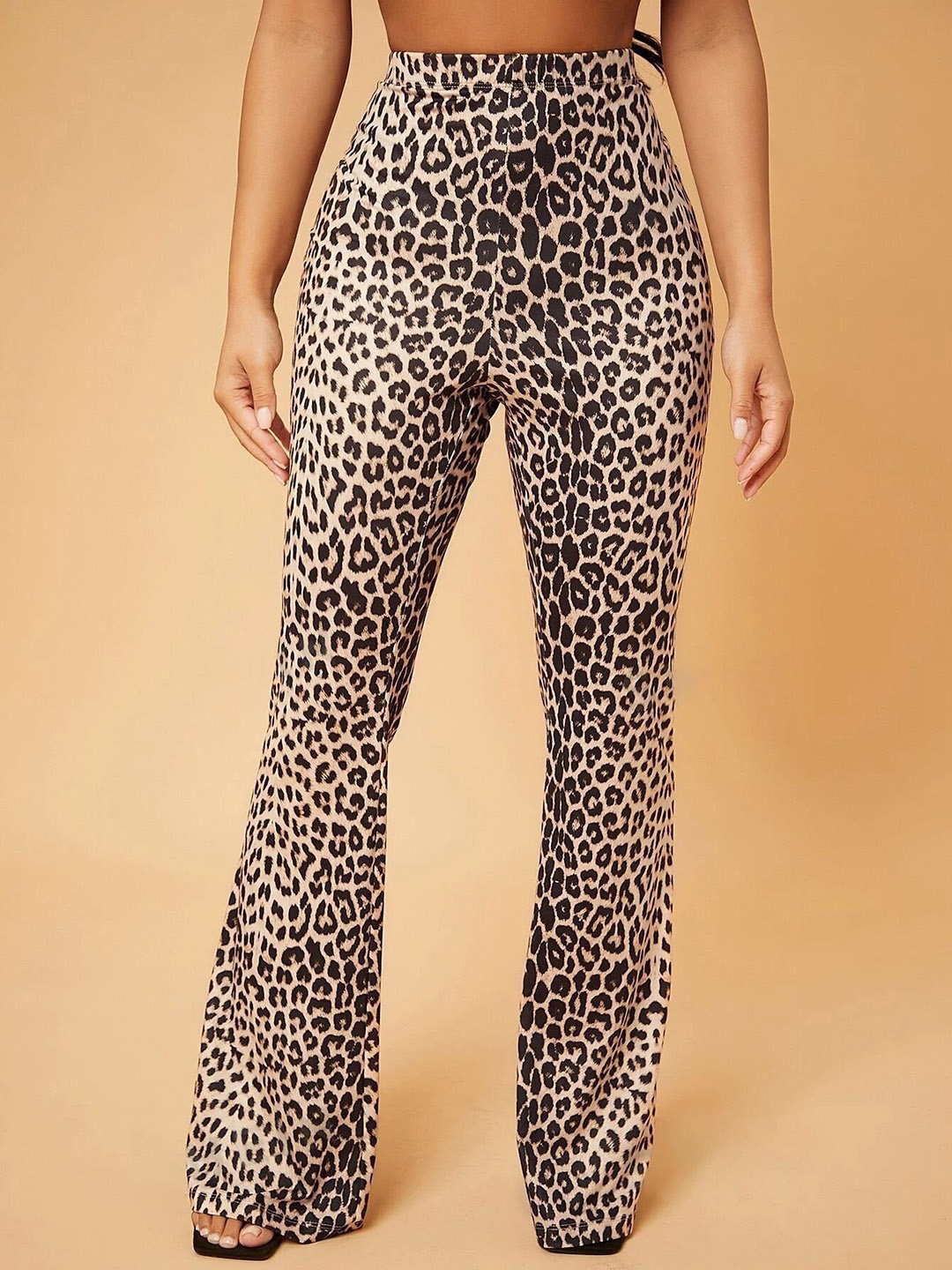 

Stylecast X Slyck Animal Printed Bootcut Trouser, Beige