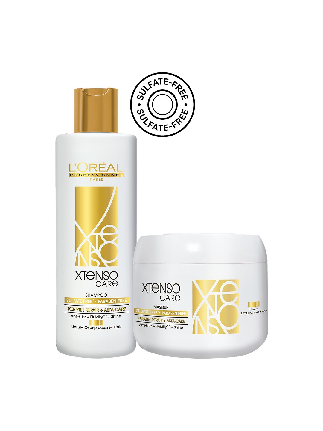 

LOreal Professionnel Set of Serie Expert Xtenso Care Shampoo + Mask with Pro Keratin, White