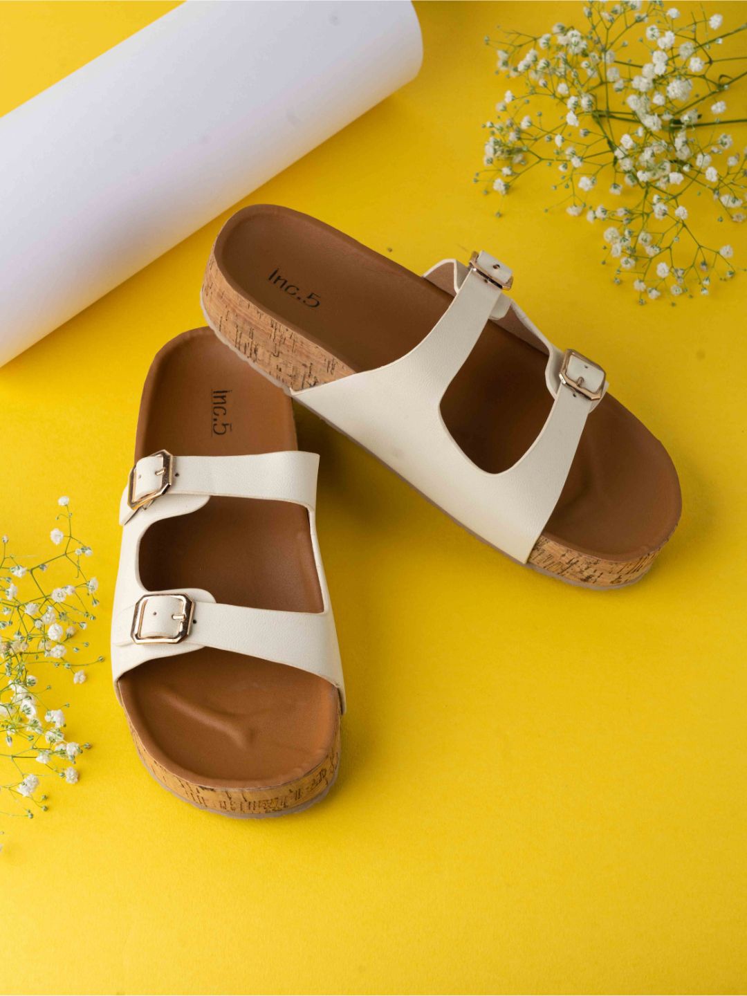 

Inc 5 Women Slip-On Open Toe Flats, White