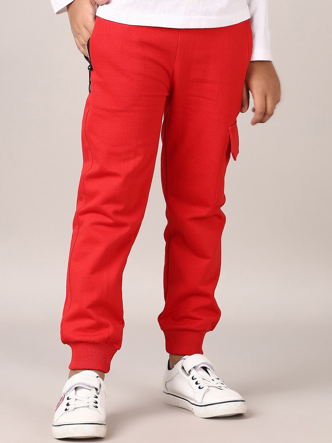 

V-Mart Boys Cotton Mid Rise Joggers, Red