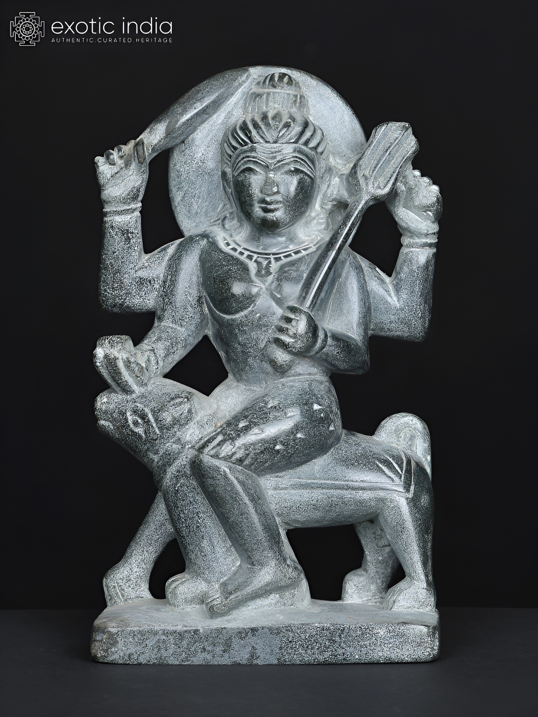 

Exotic India Black Stone Lord Shiva as Bhairava Statue, Grey