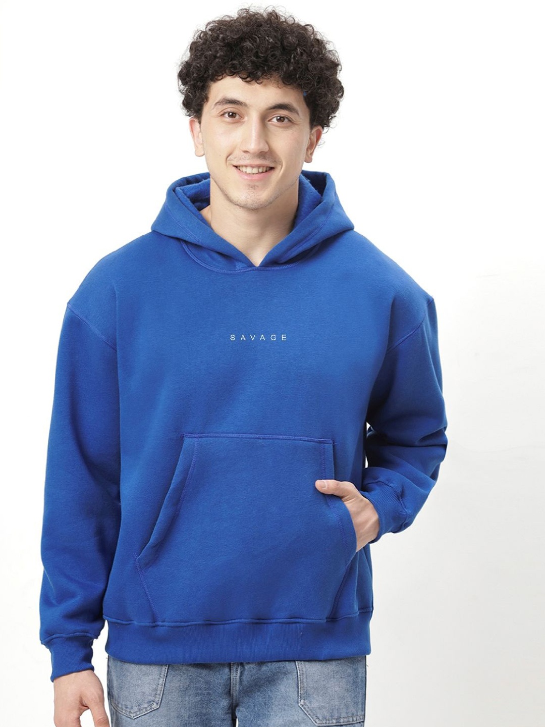 

Be Savage Men Solid Hooded Sweatshirt, Navy blue
