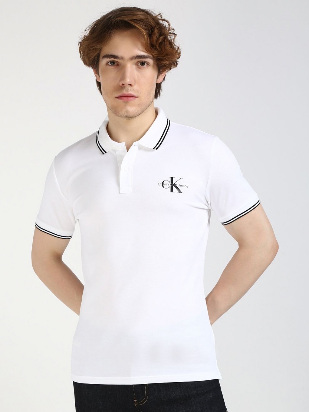 

Calvin Klein Jeans Men Polo Collar Pockets T-shirt, White