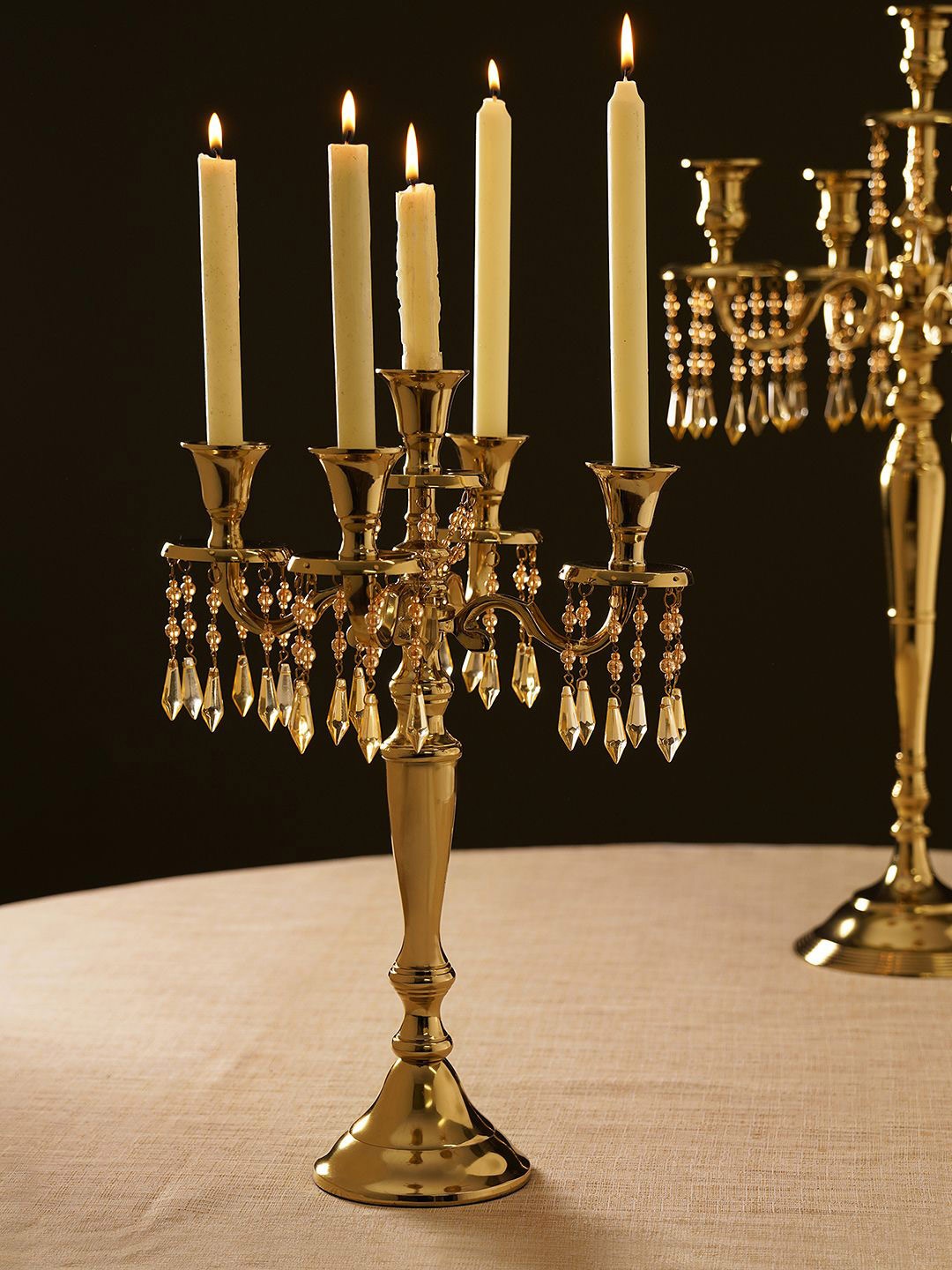 

Pure Home and Living 5 Arm Candelabrum Gold-Toned Aluminium Candle Holder