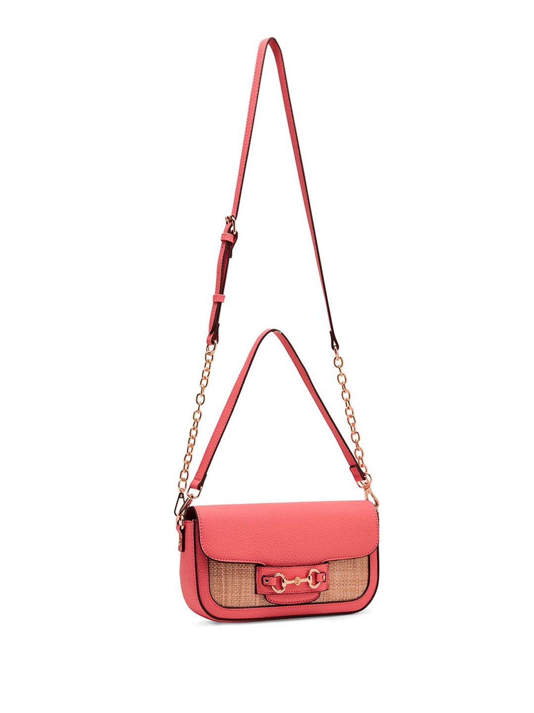

ANNE KLEIN Women Colourblocked Swagger Leather Sling Bag, Pink