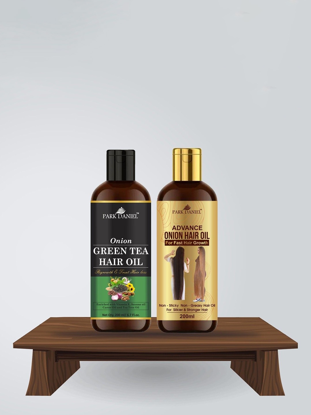 

Park Daniel Set Of 2 Onion Green Tea & Advance Onion Hair Oil - 200 ml Each, Brown