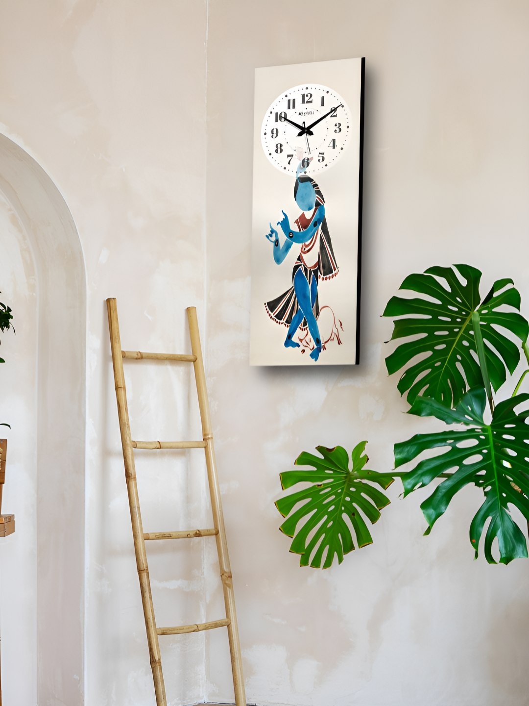 

OLIVE TREE Beige and Blue Printed Wooden Contemporary Analogue Wall Clock