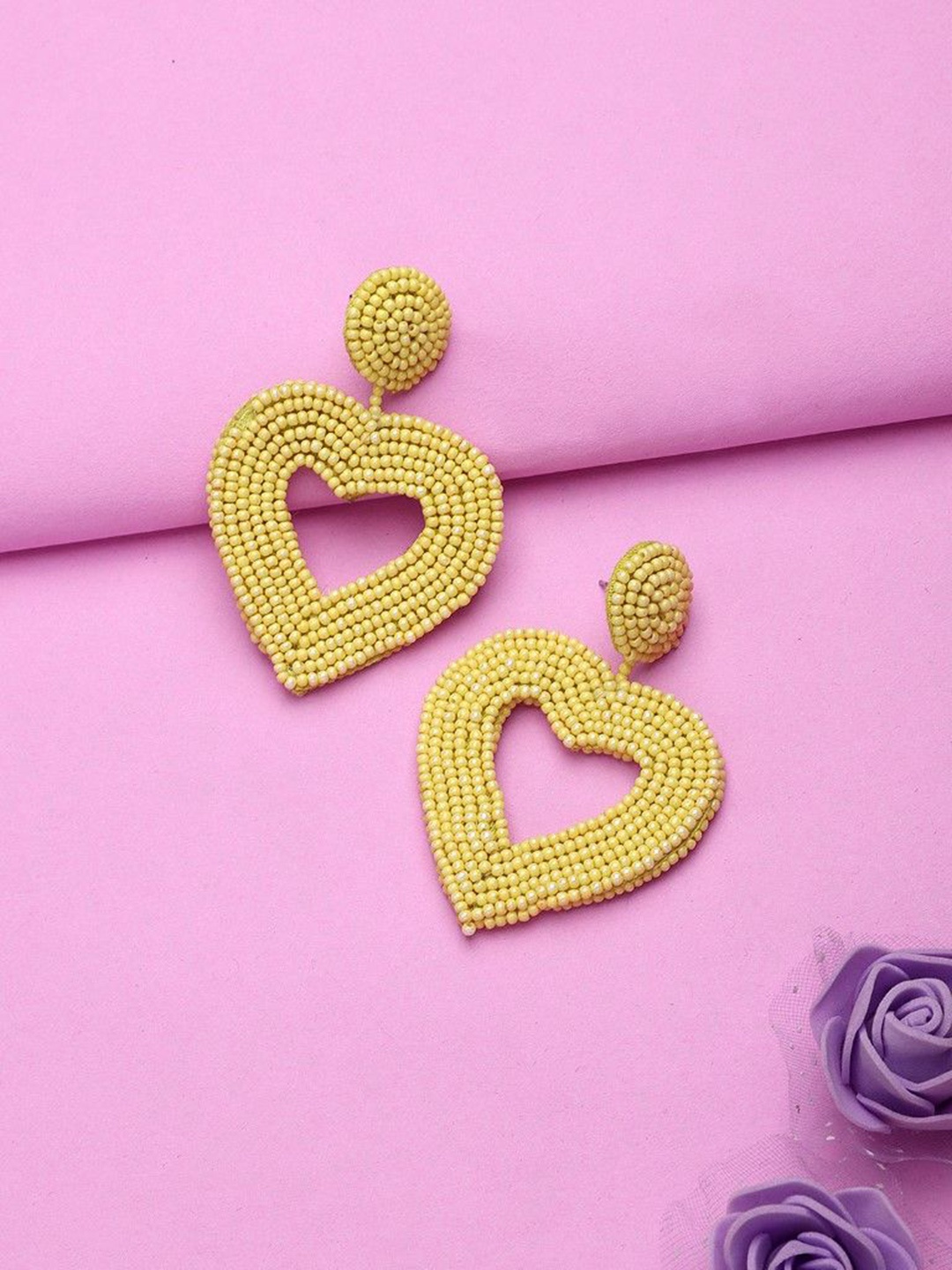 

CARDINAL Heart Shaped Drop Earrings, Yellow