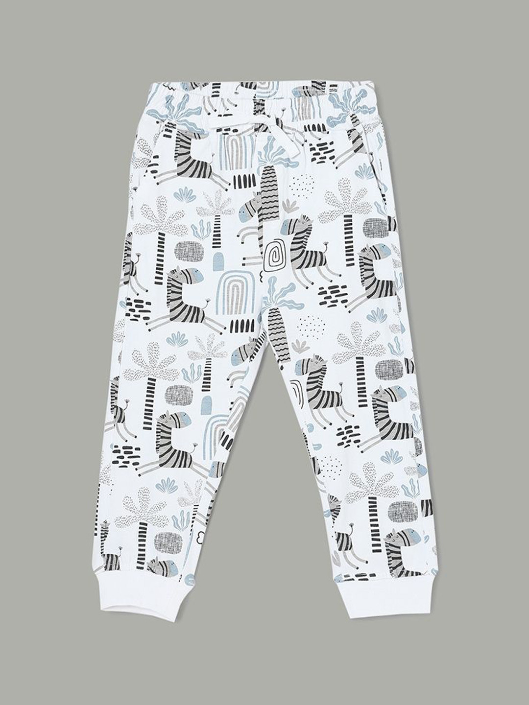 

Juniors by Lifestyle Boys Printed Pure Cotton Mid Rise Joggers, White