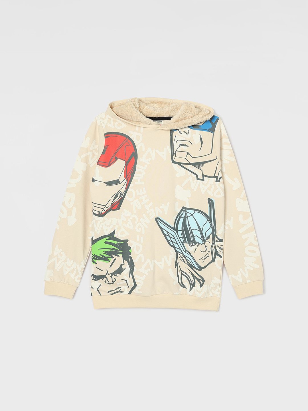 

Fame Forever by Lifestyle Boys Graphic Printed Hooded Pullover Sweatshirt, Beige