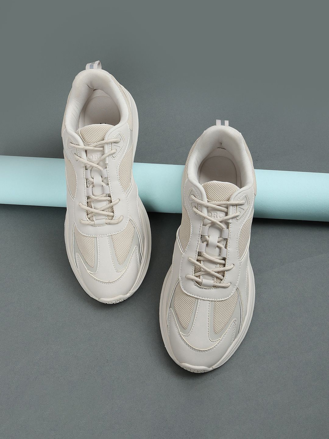 

Forca Men Round Toe Lace-Up Sneakers, Beige