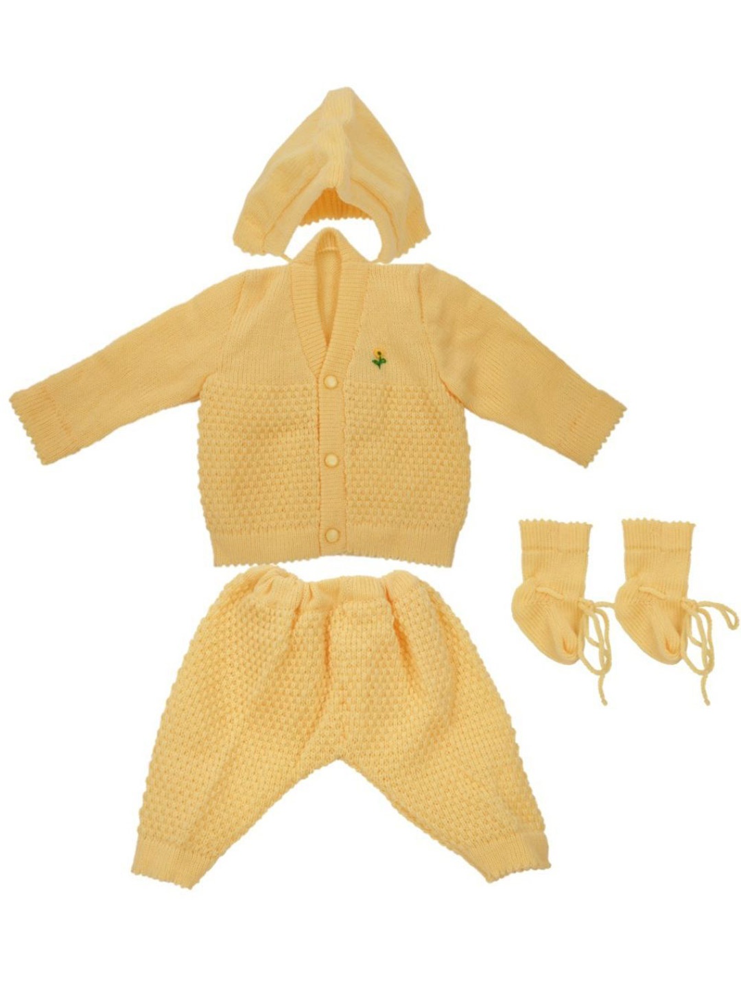 

CUBS & HUGS Unisex Kids Cable Knit Woollen Cardigan, Yellow