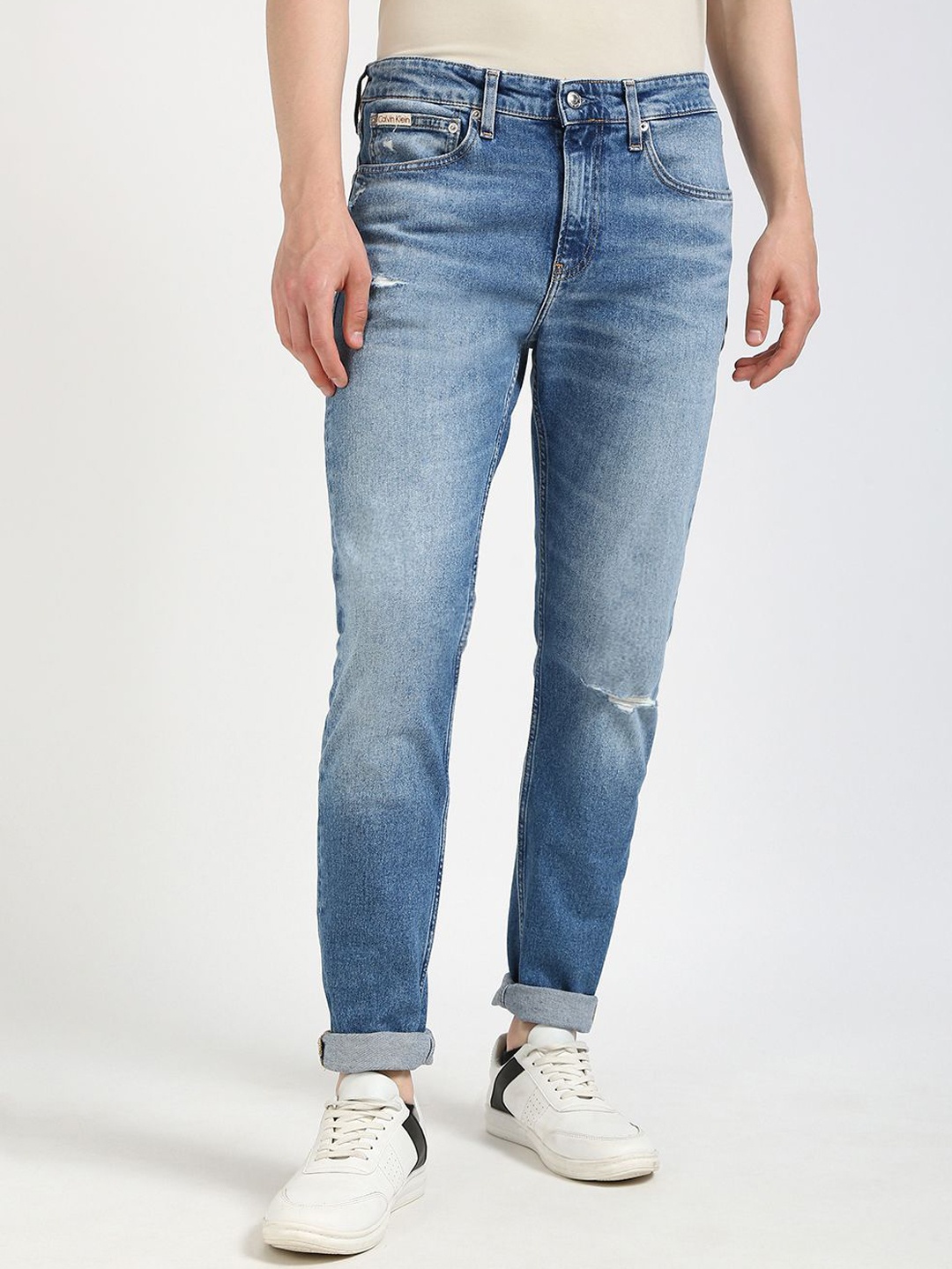 

Calvin Klein Jeans Men Tapered Fit Low Distress Jeans, Blue