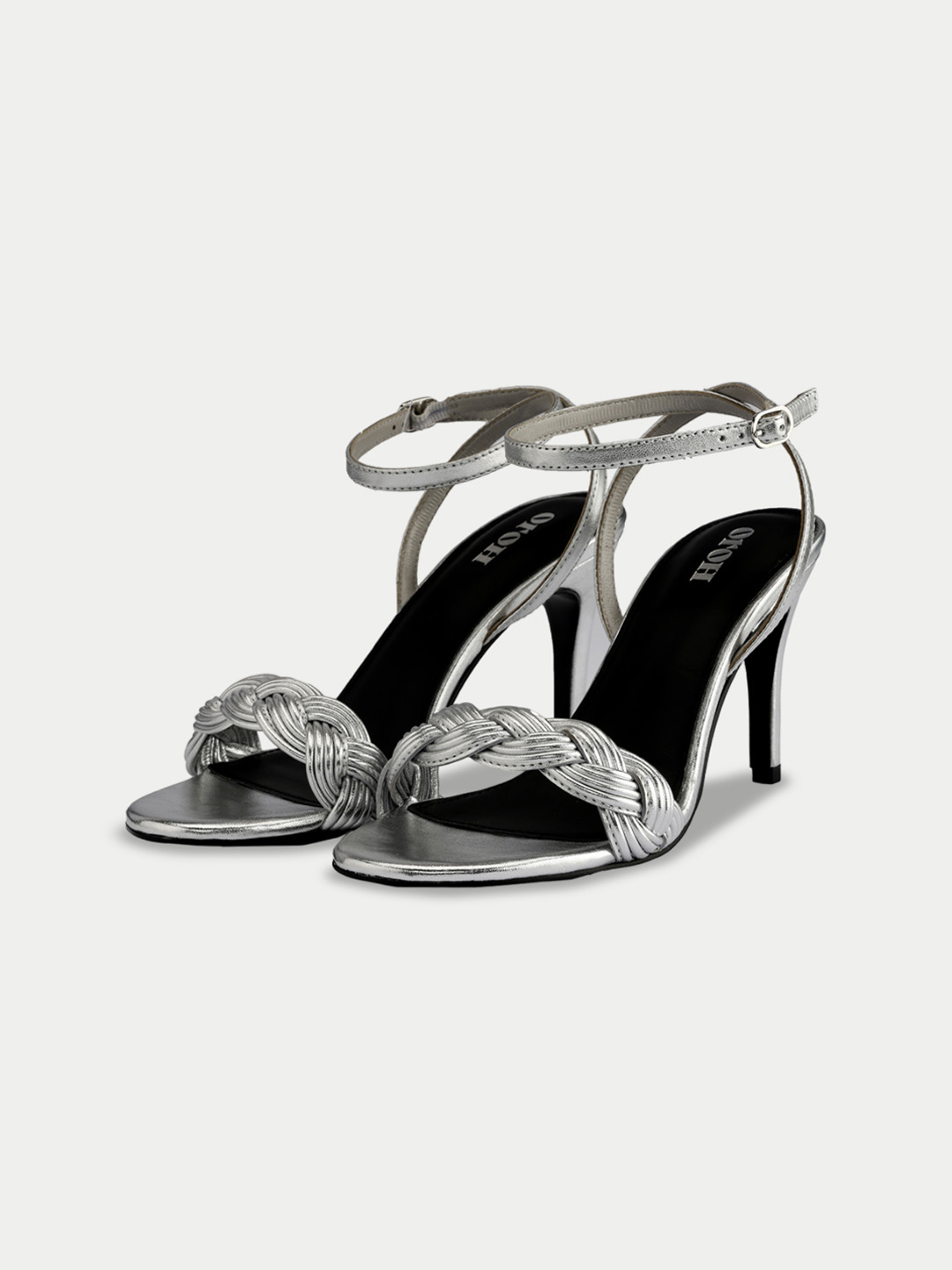 

Oroh Women Leather Stiletto Heels Sandals, Silver
