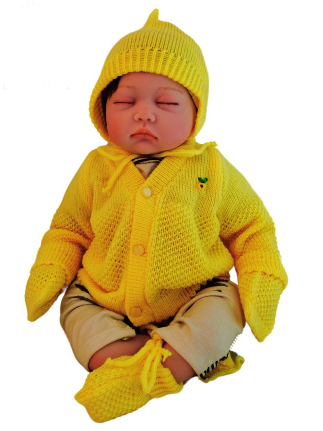 

CUBS & HUGS Kids Woollen Long Sleeves Cardigan Sweaters, Yellow