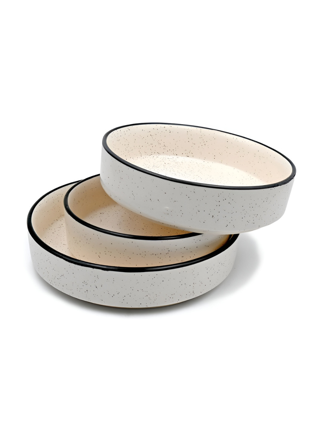 

Lupaava White & Black 3 Pieces Ceramic Microwave Safe Plates