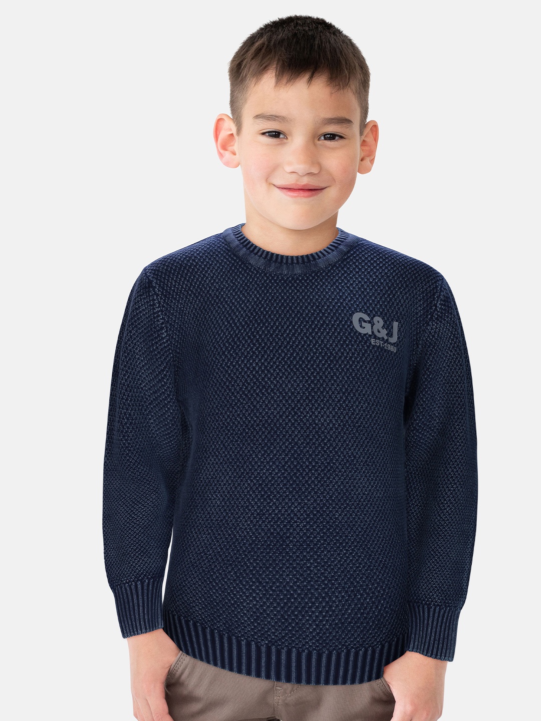 

Gini and Jony Boys Round Neck Long Sleeves Pullover, Blue