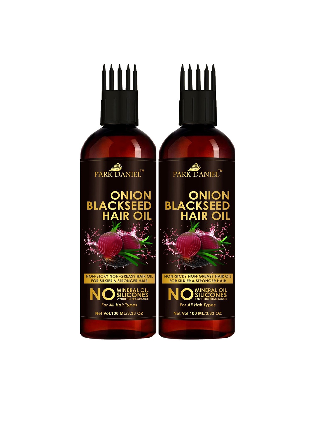 

Park Daniel Set of 2 Onion Blackseed Hair Oil - 100 ml Each, Black