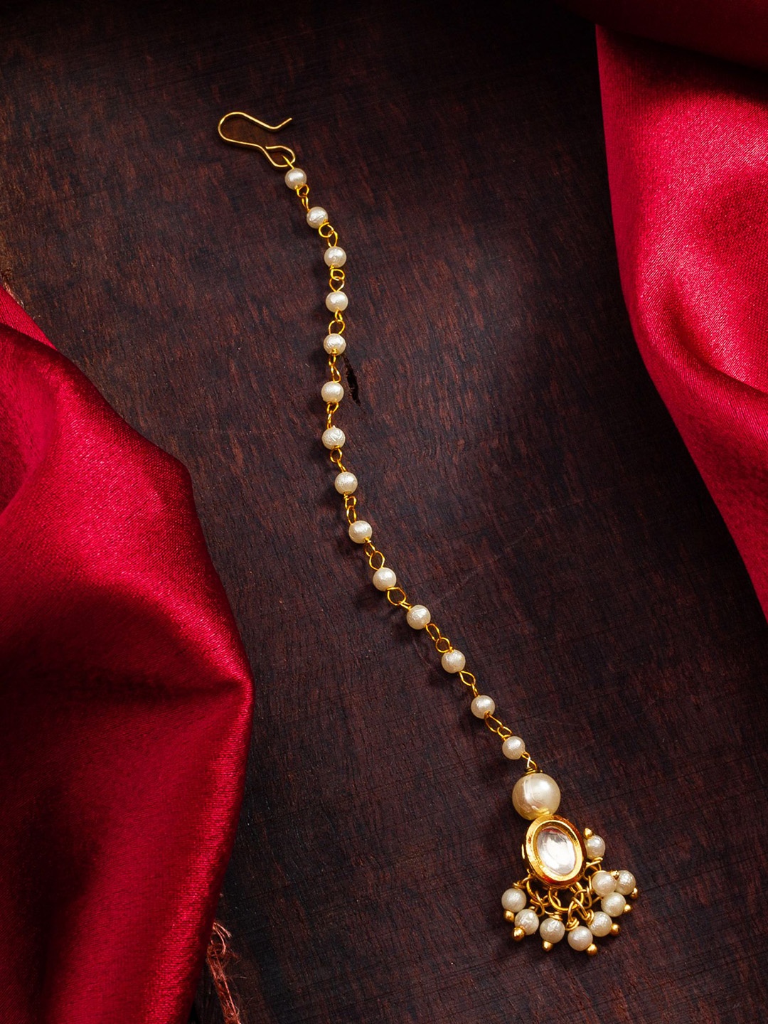 

aadita Gold-Plated Kundan Studded Maang Tikka