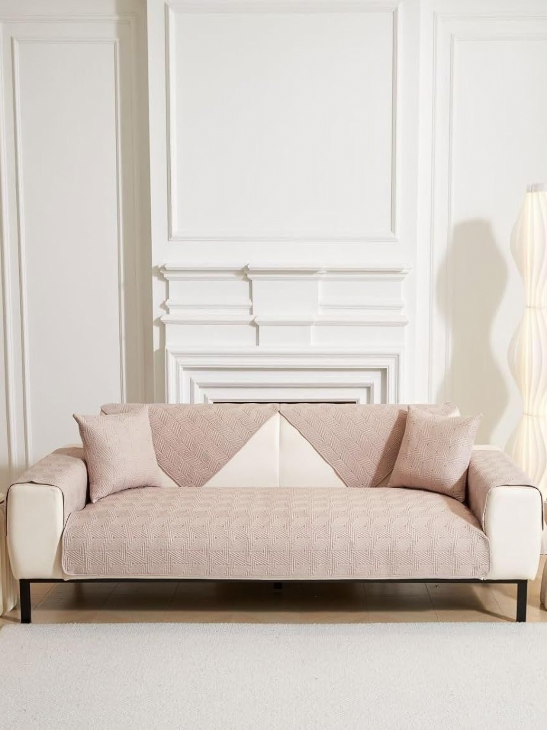 

HomeCloud Grey Cotton Sofa Cover With Arms, Beige